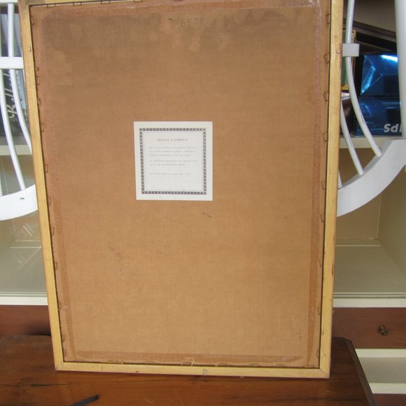 VTG 80'S PRINT WHITE GEESE FARMHOUSE CHIC, FRAMED, COA ON BACK - Picture 3 of 6